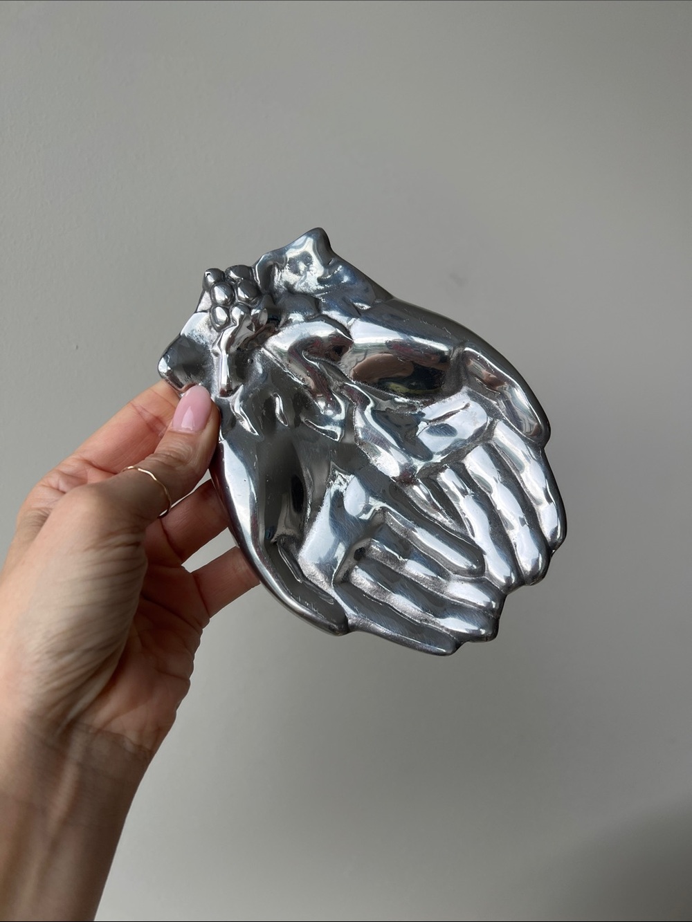 Vintage Silver Metal Pewter Hands Trinket Dish Jewelry Holder